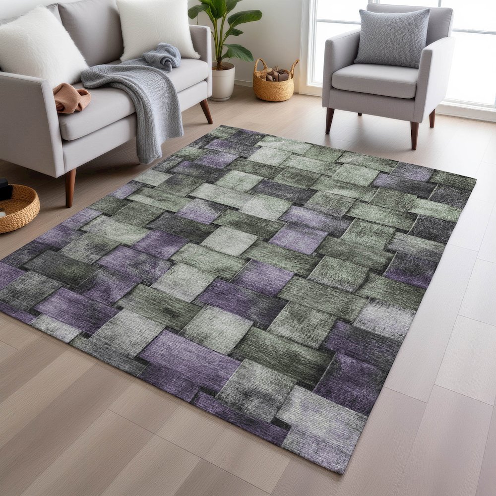 Machine Washable Indoor/Outdoor Chantille Sage 10' x 14' Rug. Picture 5