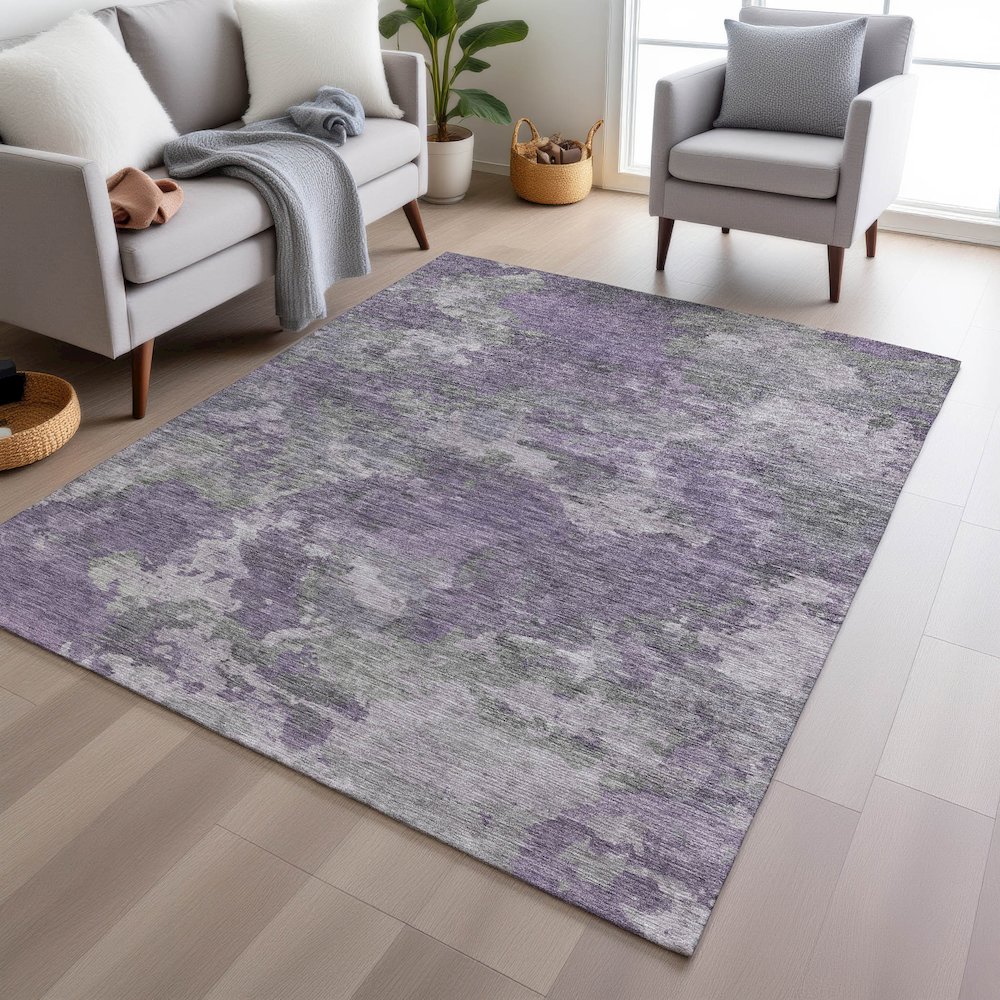 Machine Washable Indoor/Outdoor Chantille Purple 10' x 14' Rug. Picture 5