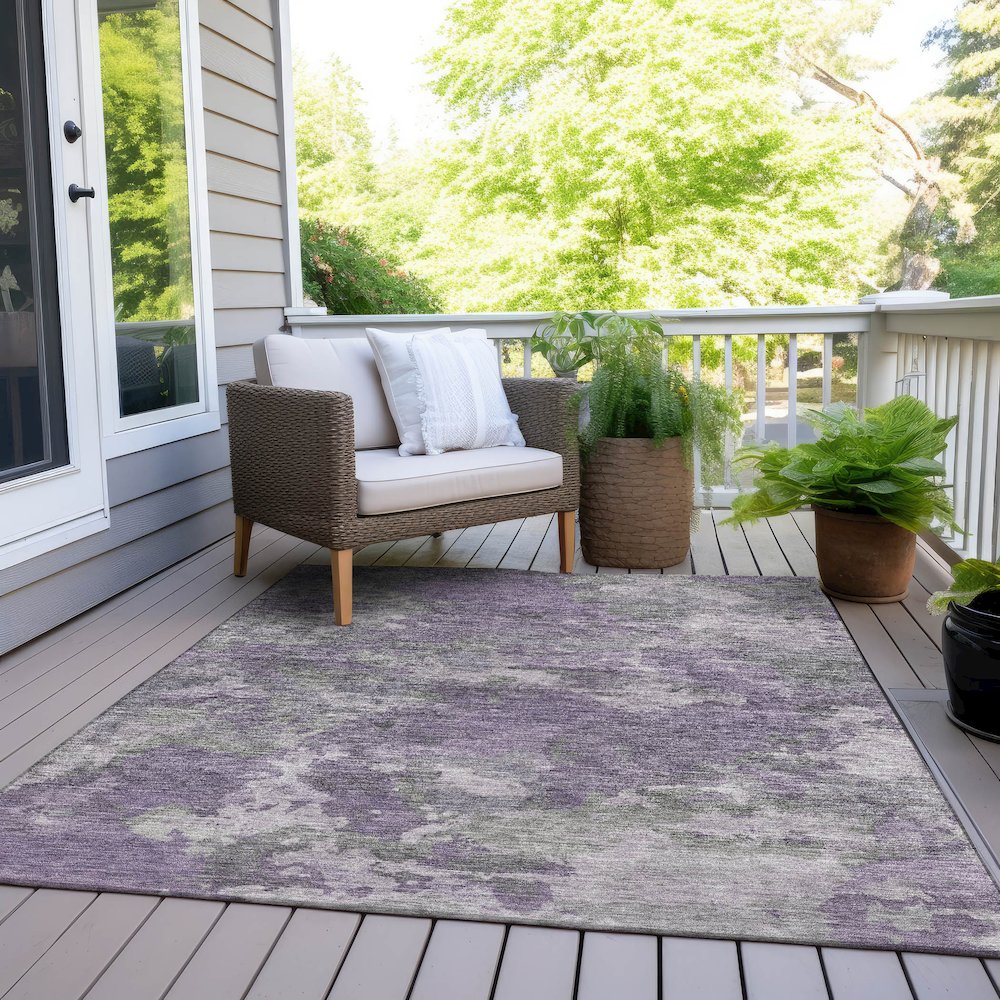 Machine Washable Indoor/Outdoor Chantille Purple 10' x 14' Rug. Picture 8