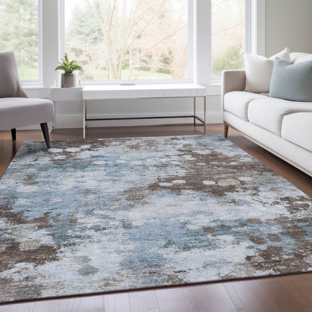 Machine Washable Indoor/Outdoor Chantille Sky 10' x 14' Rug. Picture 6