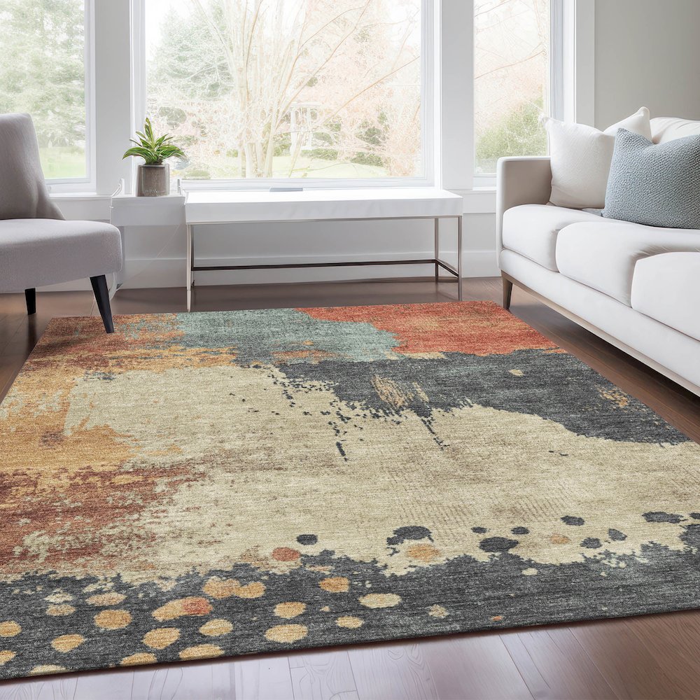 Machine Washable Indoor/Outdoor Chantille Paprika 10' x 14' Rug. Picture 6