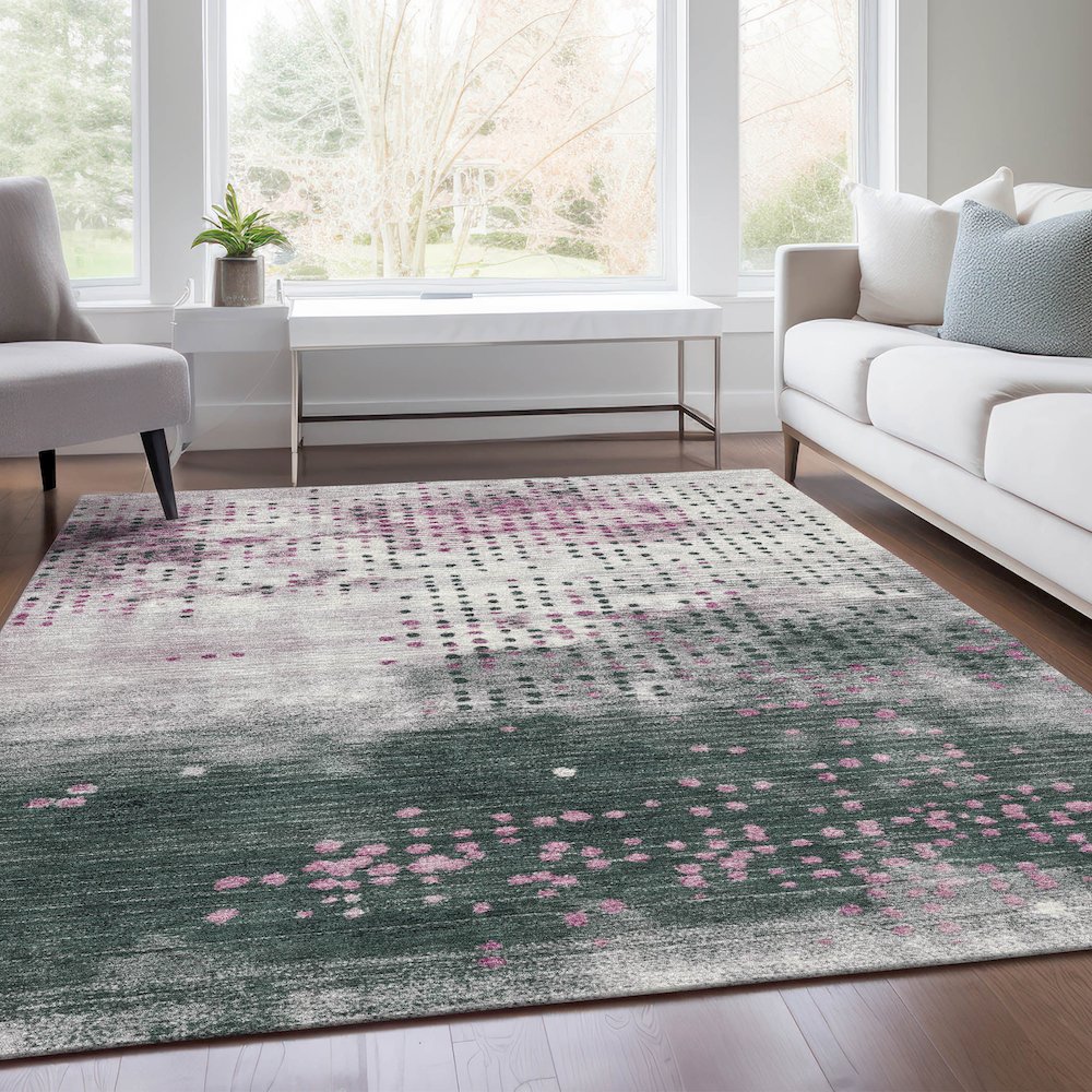 Machine Washable Indoor/Outdoor Chantille Blush 10' x 14' Rug. Picture 6
