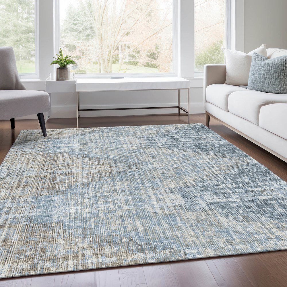 Machine Washable Indoor/Outdoor Chantille Denim 10' x 14' Rug. Picture 6