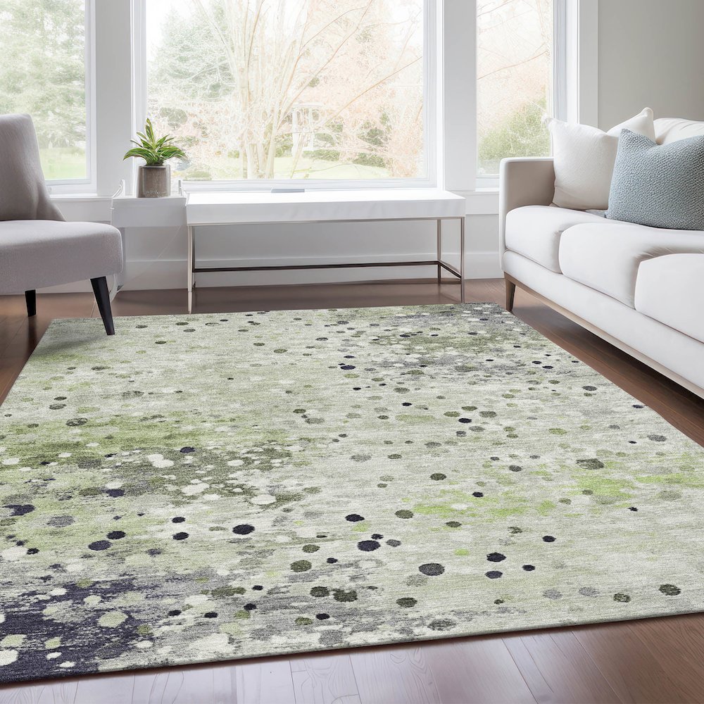 Machine Washable Indoor/Outdoor Chantille Aloe 10' x 14' Rug. Picture 6
