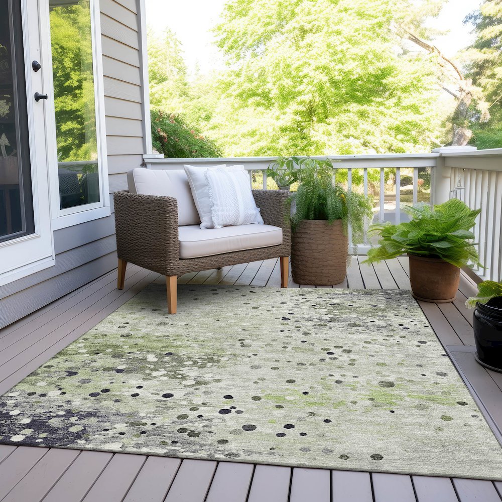 Machine Washable Indoor/Outdoor Chantille Aloe 10' x 14' Rug. Picture 8
