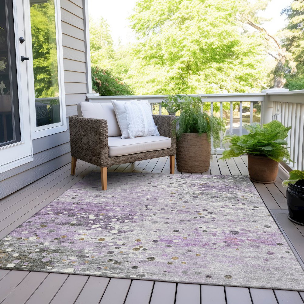 Machine Washable Indoor/Outdoor Chantille Lavender 10' x 14' Rug. Picture 8