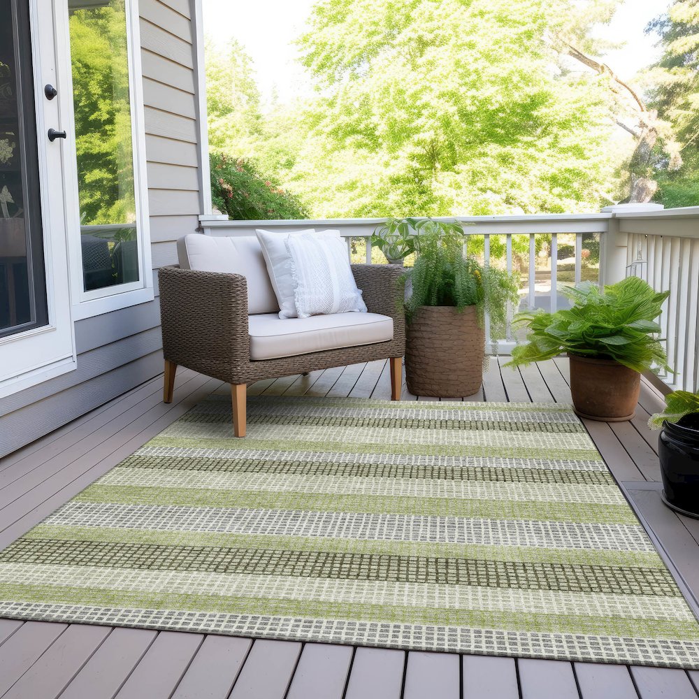 Machine Washable Indoor/Outdoor Chantille Aloe 10' x 14' Rug. Picture 8