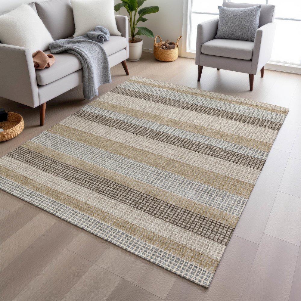 Machine Washable Indoor/Outdoor Chantille Beige 10' x 14' Rug. Picture 5