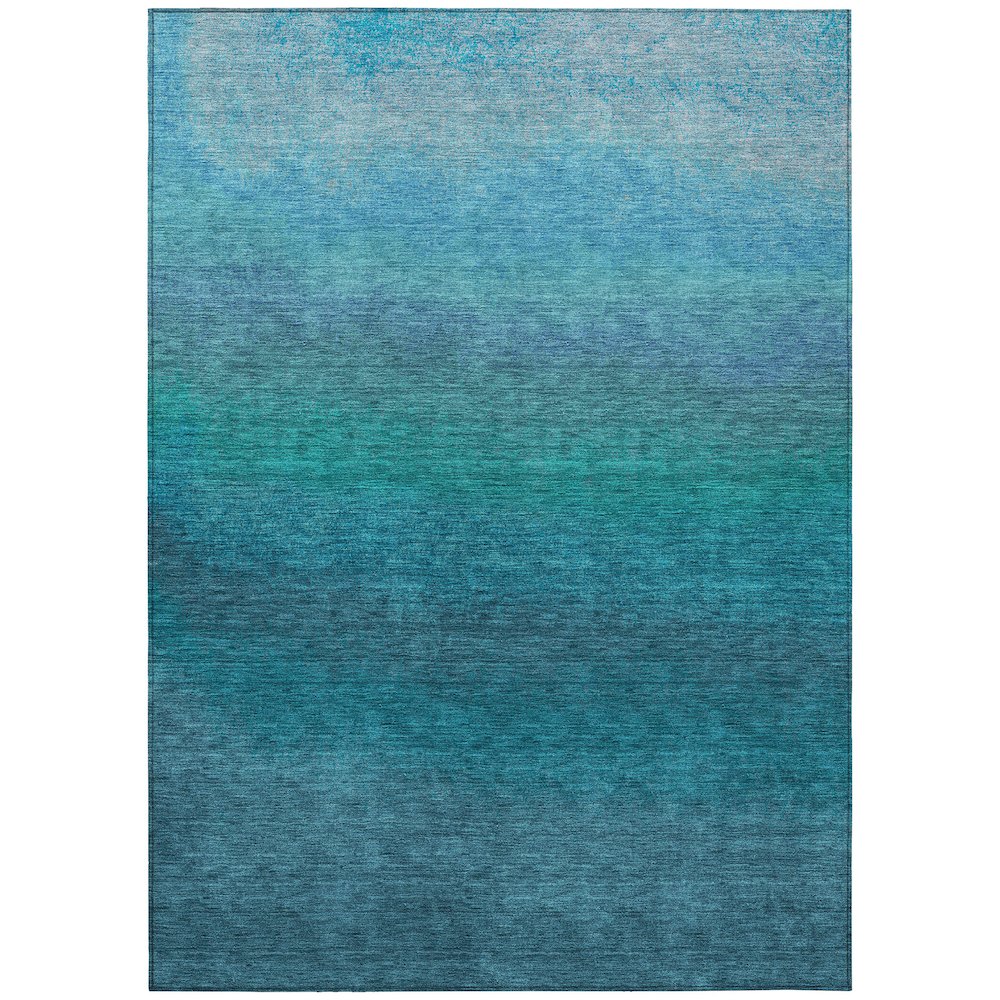 Machine Washable Indoor/Outdoor Chantille Teal 10' x 14' Rug. Picture 1