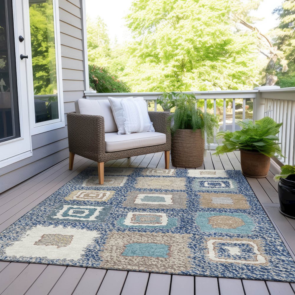 Machine Washable Indoor/Outdoor Chantille Navy 10' x 14' Rug. Picture 8