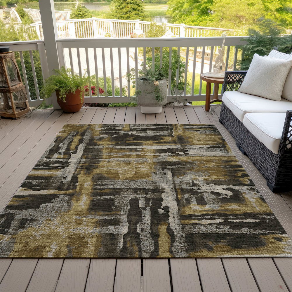 Machine Washable Indoor/Outdoor Chantille ACN2015 Coffee 10' x 14' Rug. Picture 8
