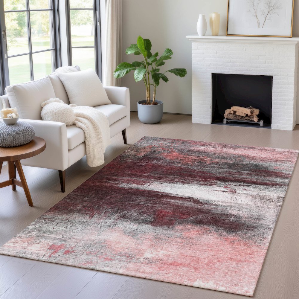 Machine Washable Indoor/Outdoor Chantille ACN2016 Merlot 10' x 14' Rug. Picture 5