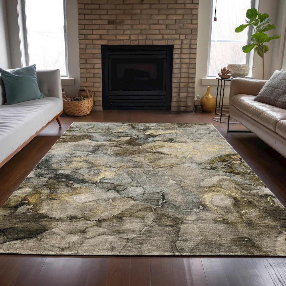 Machine Washable Indoor/Outdoor Chantille ACN2018 Pewter 10' x 14' Rug. Picture 6