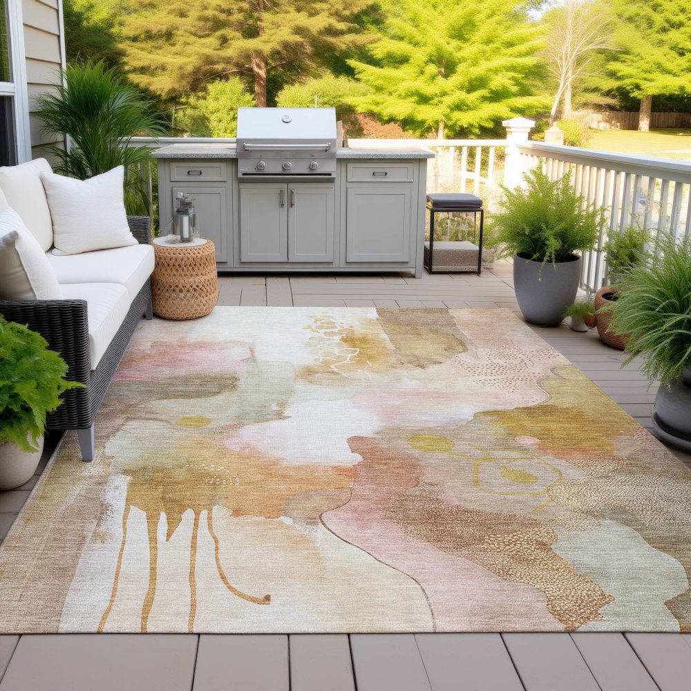 Machine Washable Indoor/Outdoor Chantille ACN2019 Mauve 10' x 14' Rug. Picture 7
