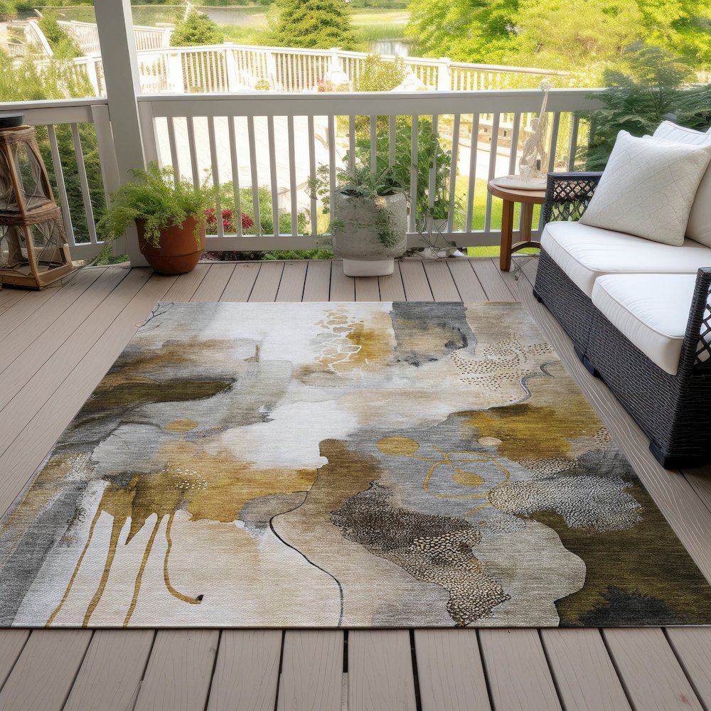 Machine Washable Indoor/Outdoor Chantille ACN2019 Mocha 10' x 14' Rug. Picture 8