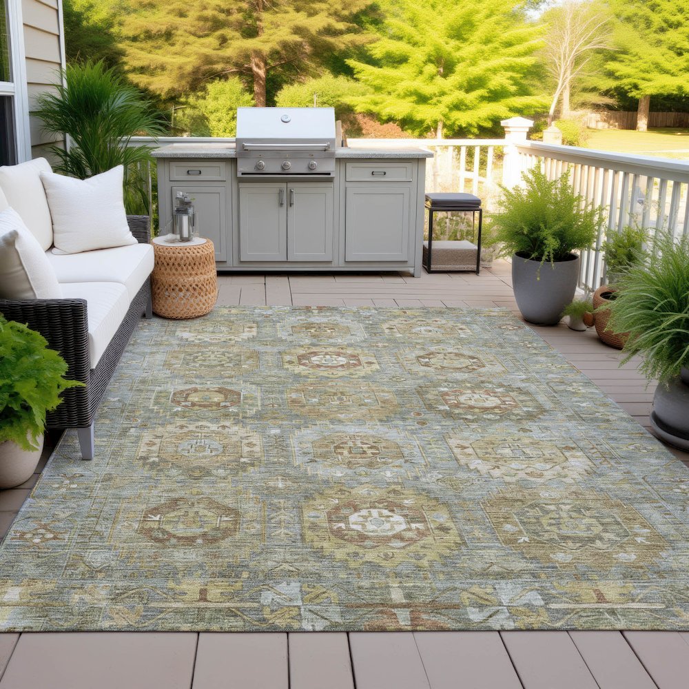 Machine Washable Indoor/Outdoor Chantille ACN2024 Sage 10' x 14' Rug. Picture 7