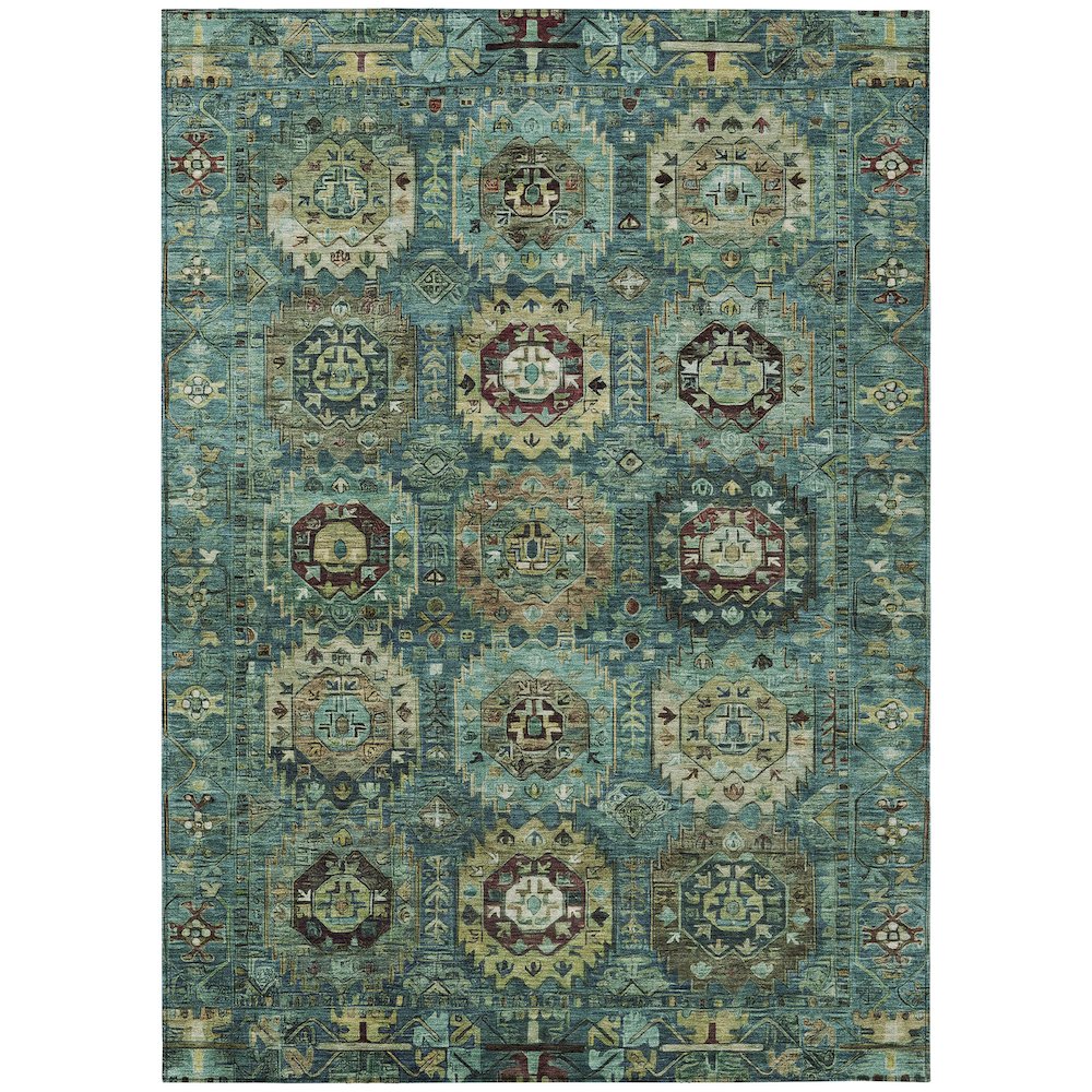 Machine Washable Indoor/Outdoor Chantille ACN2024 Teal 10' x 14' Rug. Picture 1