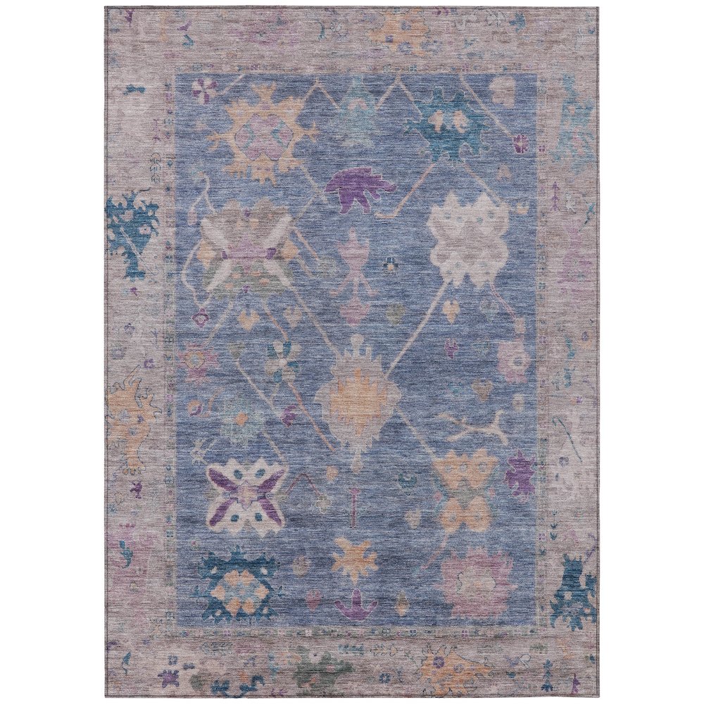 Machine Washable Indoor/Outdoor Chantille ACN2025 Blue 10' x 14' Rug. Picture 1