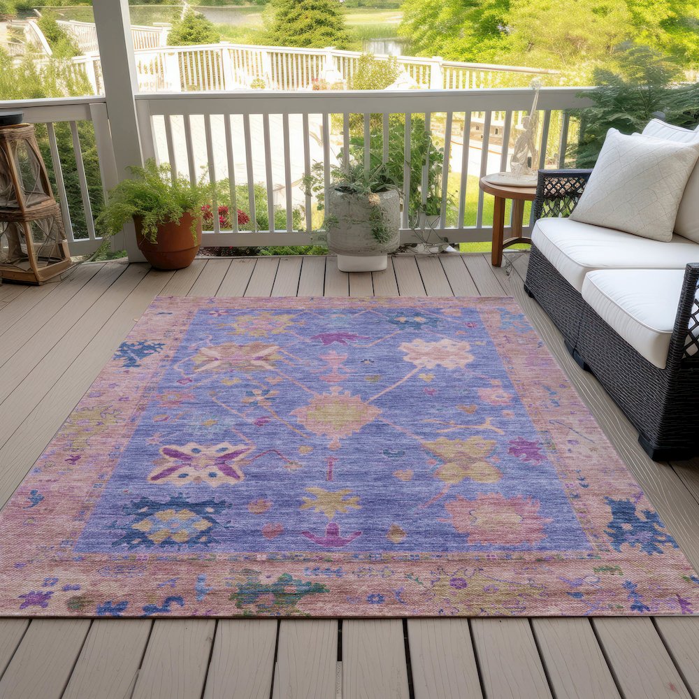 Machine Washable Indoor/Outdoor Chantille ACN2025 Purple 10' x 14' Rug. Picture 8
