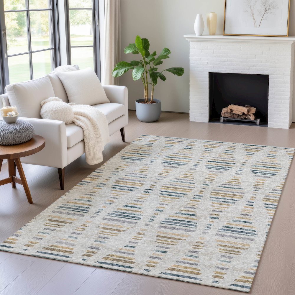 Machine Washable Indoor/Outdoor Chantille ACN2027 Linen 10' x 14' Rug. Picture 5