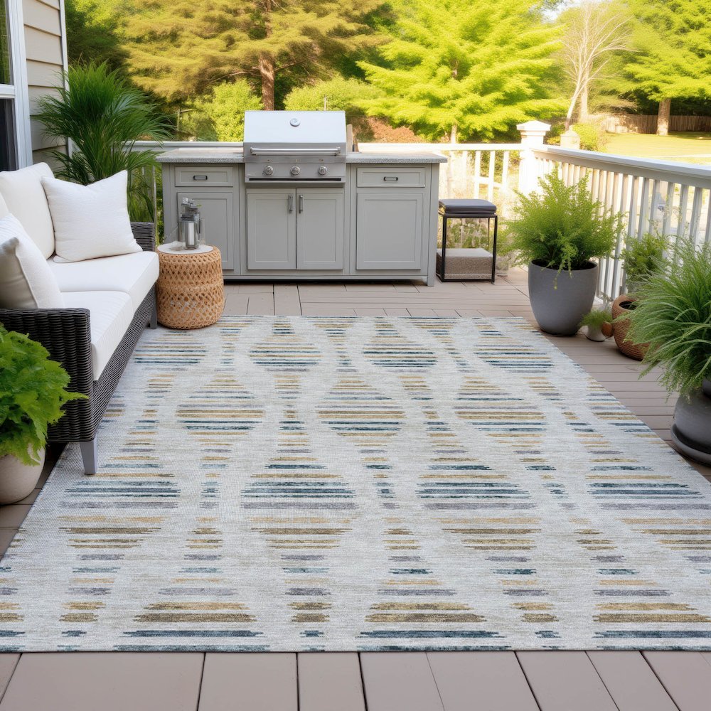 Machine Washable Indoor/Outdoor Chantille ACN2027 Linen 10' x 14' Rug. Picture 7