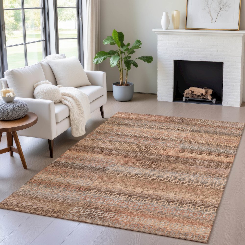 Machine Washable Indoor/Outdoor Chantille ACN2029 Copper 10' x 14' Rug. Picture 5