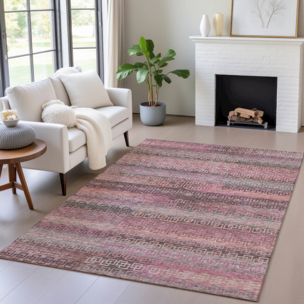 Machine Washable Indoor/Outdoor Chantille ACN2029 Pink 10' x 14' Rug. Picture 5