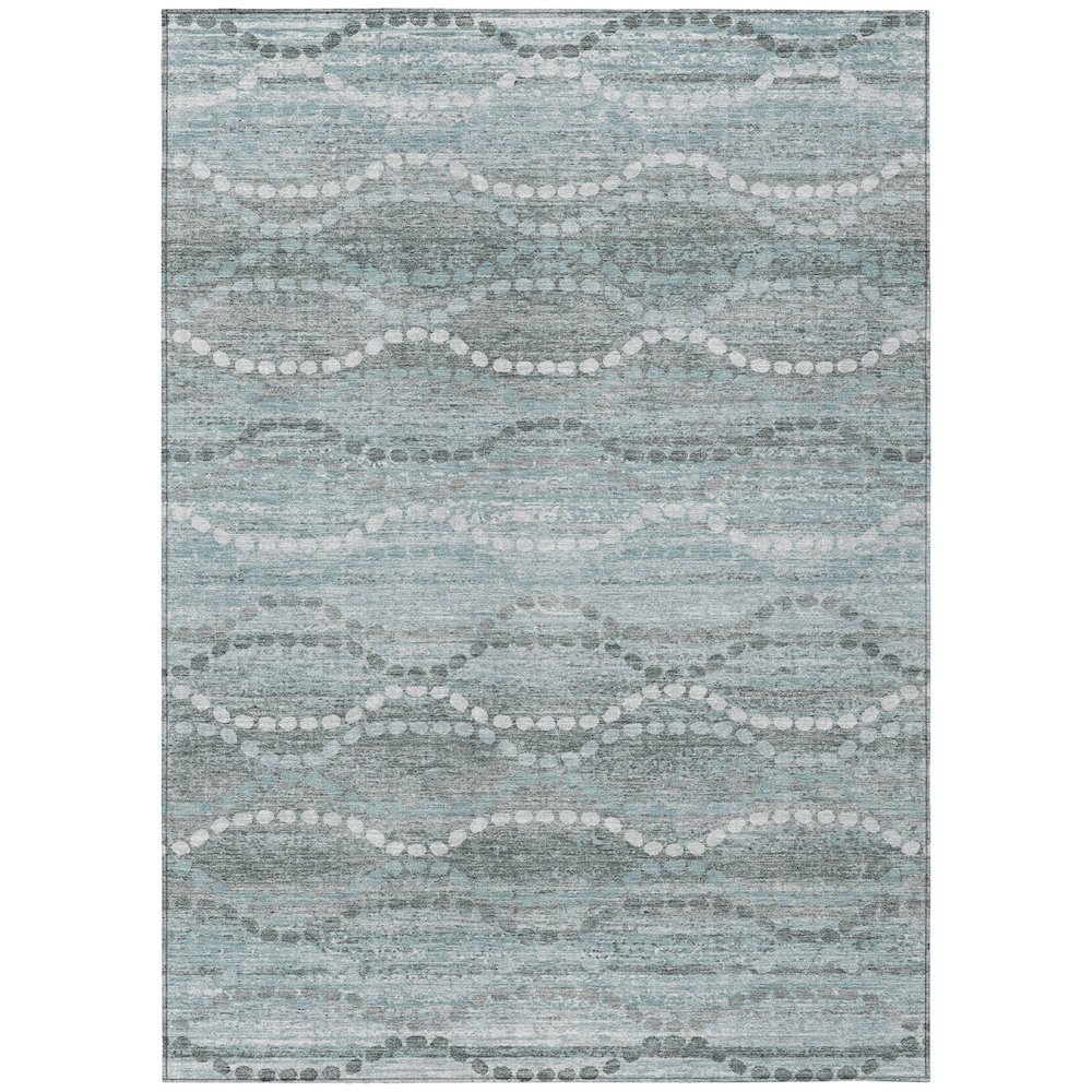 Machine Washable Indoor/Outdoor Chantille ACN2030 Teal 10' x 14' Rug. Picture 1
