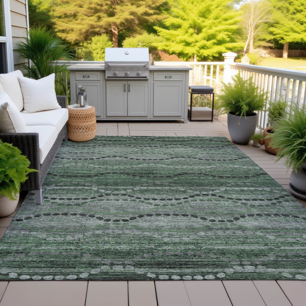 Machine Washable Indoor/Outdoor Chantille ACN2031 Olive 10' x 14' Rug. Picture 7