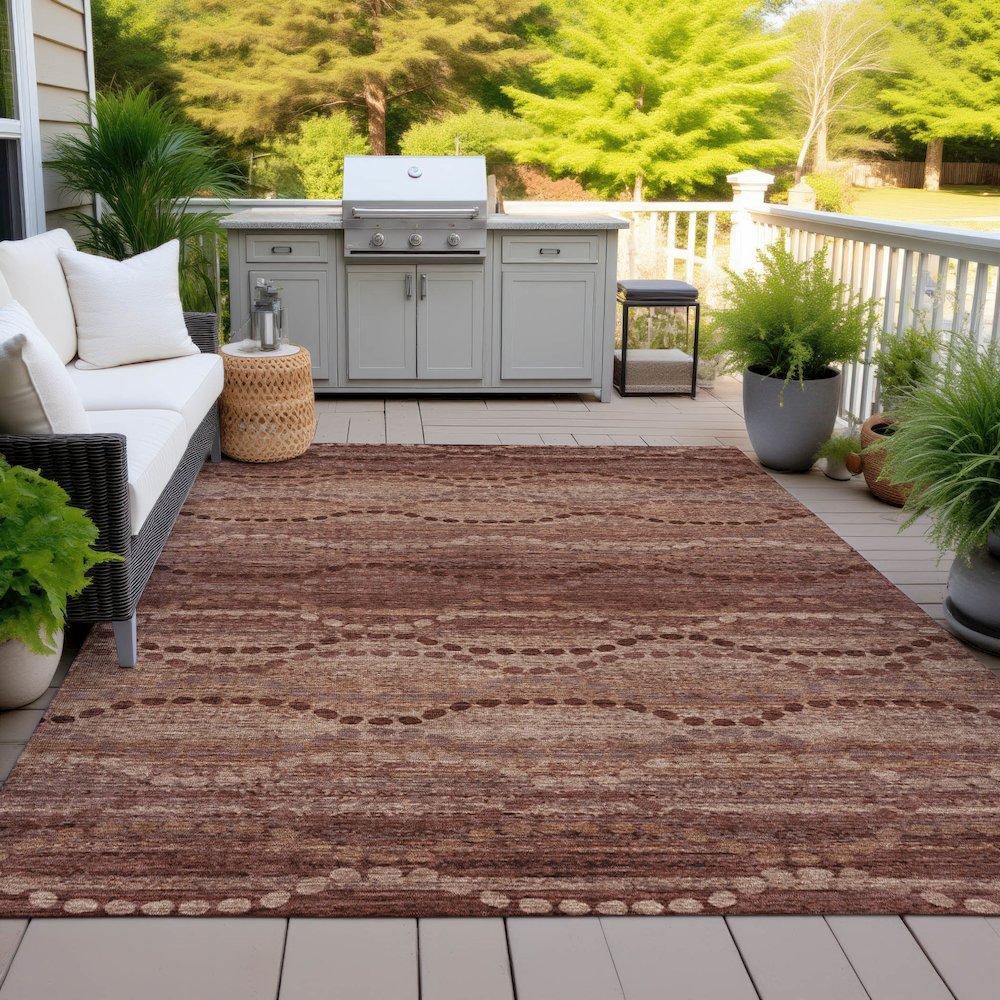 Machine Washable Indoor/Outdoor Chantille ACN2031 Paprika 10' x 14' Rug. Picture 7