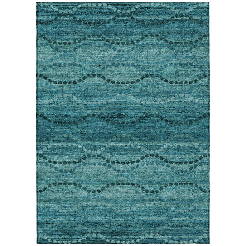 Machine Washable Indoor/Outdoor Chantille ACN2031 Turquoise 10' x 14' Rug. Picture 1