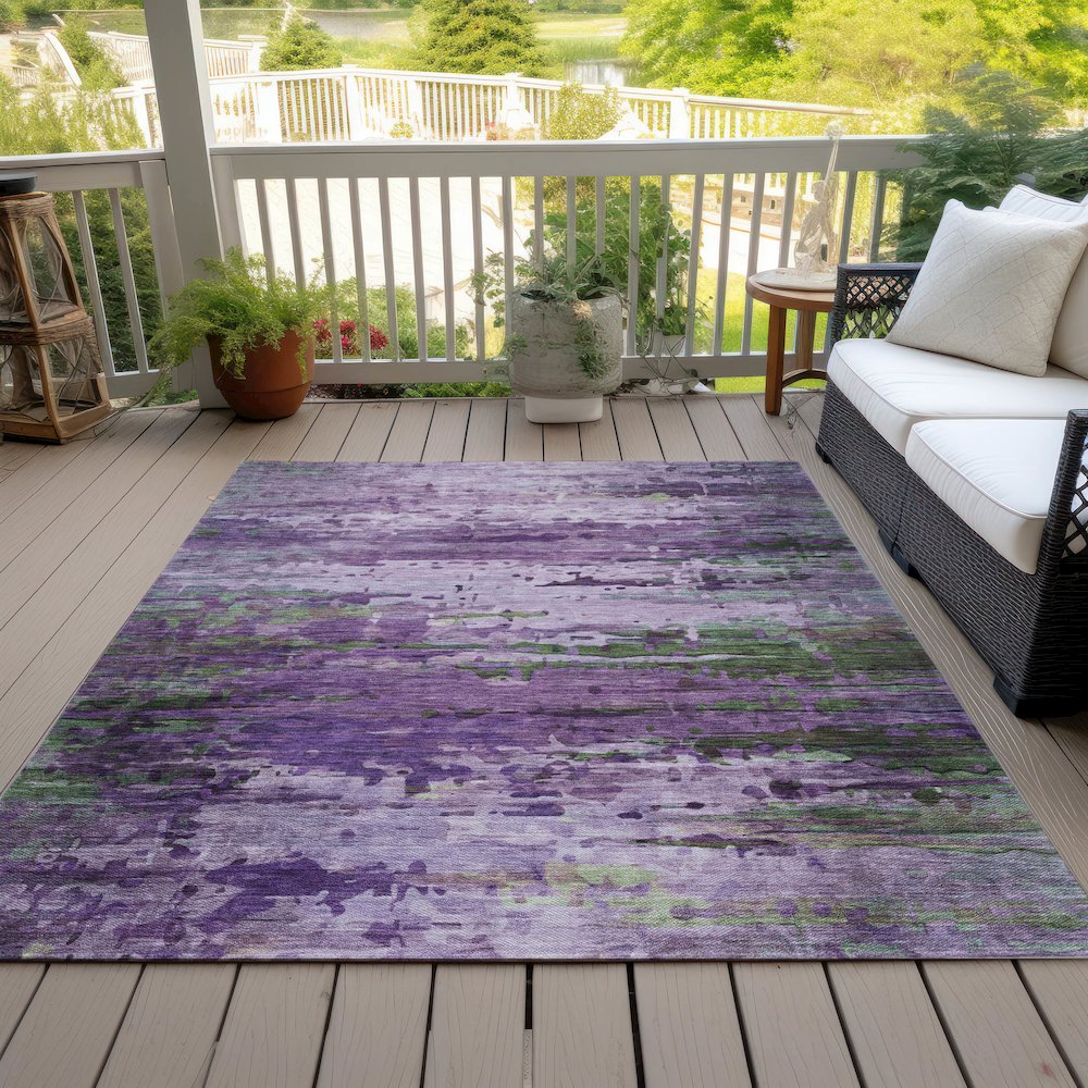 Machine Washable Indoor/Outdoor Chantille ACN2035 Purple 10' x 14' Rug. Picture 8