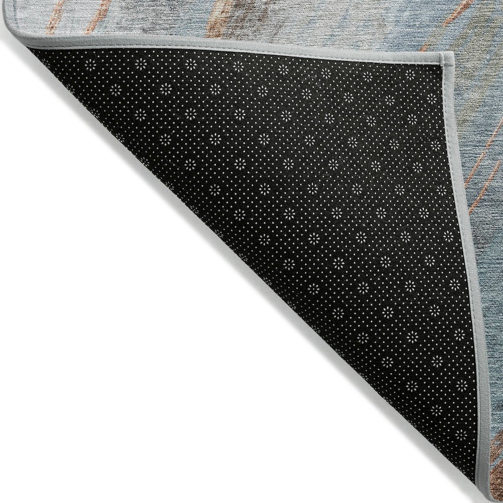 Machine Washable Indoor/Outdoor Chantille ACN2036 Blue 8' x 8' Round Rug. Picture 2