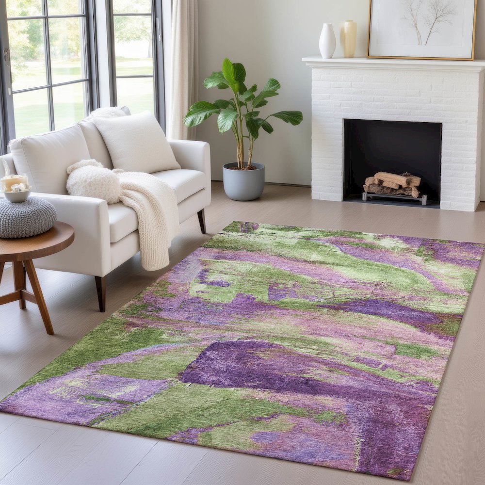 Machine Washable Indoor/Outdoor Chantille ACN2040 Purple 10' x 14' Rug. Picture 5