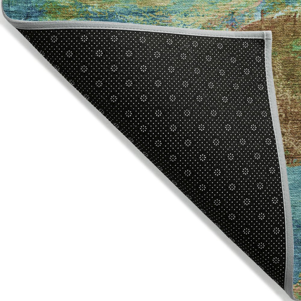 Machine Washable Indoor/Outdoor Chantille ACN2040 Teal 8' x 8' Round Rug. Picture 2
