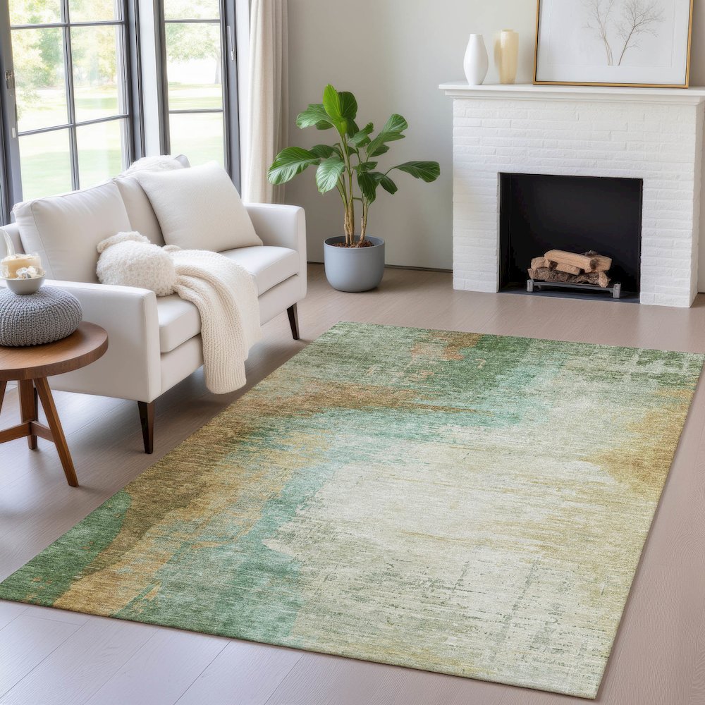 Machine Washable Indoor/Outdoor Chantille ACN2041 Aloe 10' x 14' Rug. Picture 5