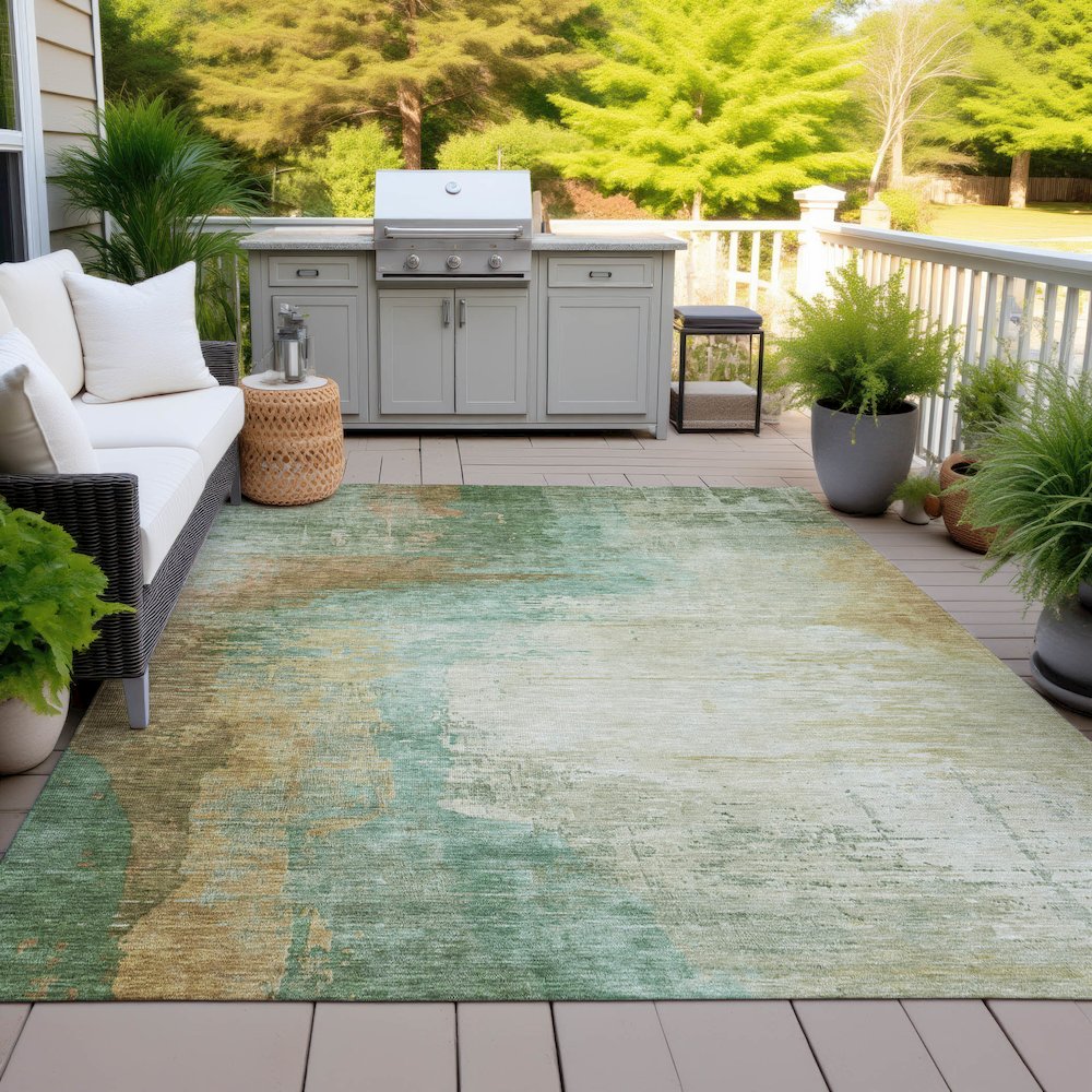 Machine Washable Indoor/Outdoor Chantille ACN2041 Aloe 10' x 14' Rug. Picture 7