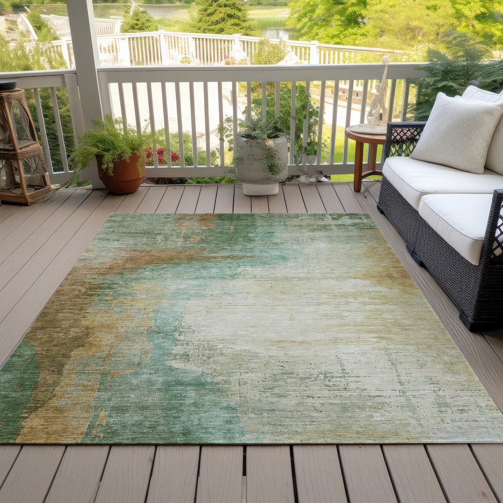 Machine Washable Indoor/Outdoor Chantille ACN2041 Aloe 10' x 14' Rug. Picture 8