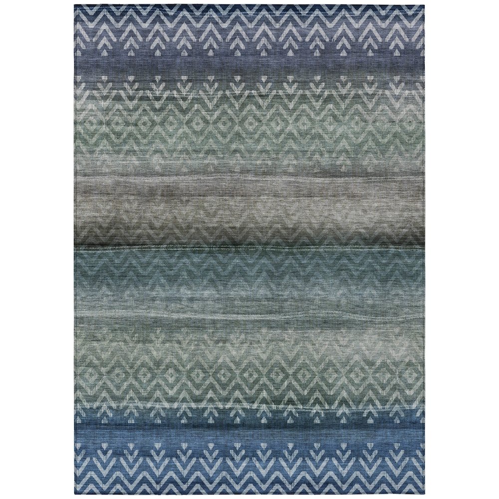 Machine Washable Indoor/Outdoor Chantille ACN2042 Blue 10' x 14' Rug. Picture 1