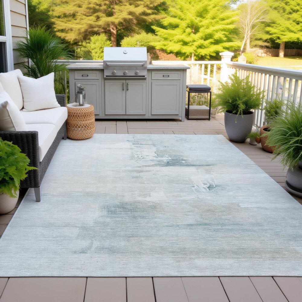 Machine Washable Indoor/Outdoor Chantille ACN2044 Sky 10' x 14' Rug. Picture 7