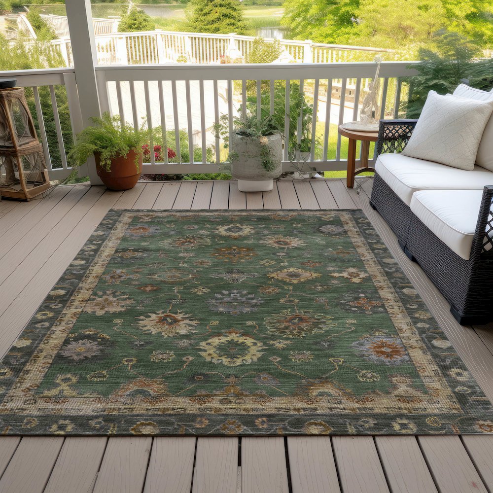 Machine Washable Indoor/Outdoor Chantille ACN2045 Fern 10' x 14' Rug. Picture 8