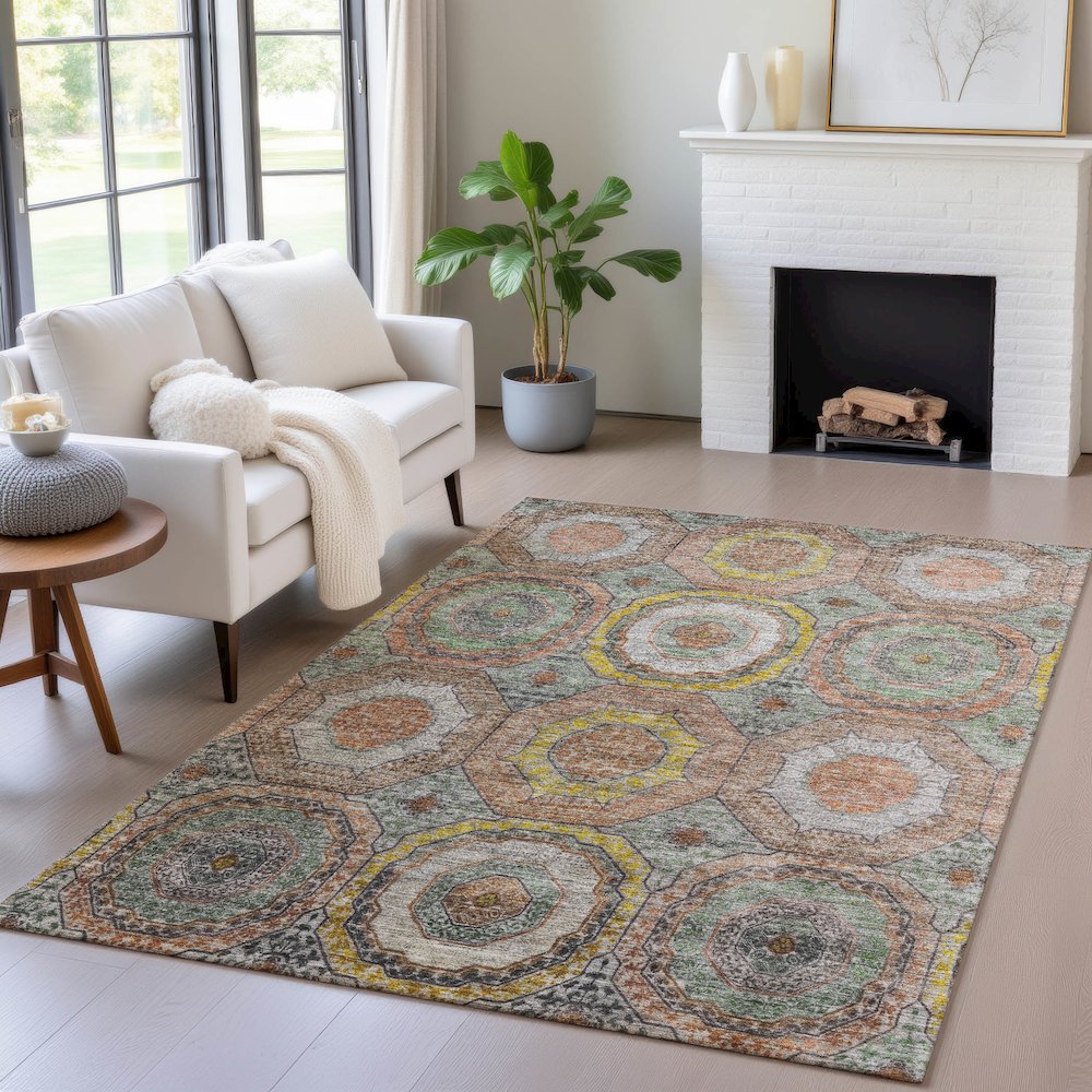 Machine Washable Indoor/Outdoor Chantille ACN2050 Sage 10' x 14' Rug. Picture 5
