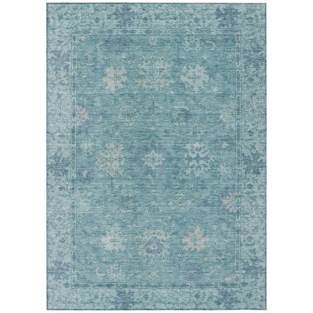 Machine Washable Indoor/Outdoor Chantille ACN2051 Teal 10' x 14' Rug. Picture 1