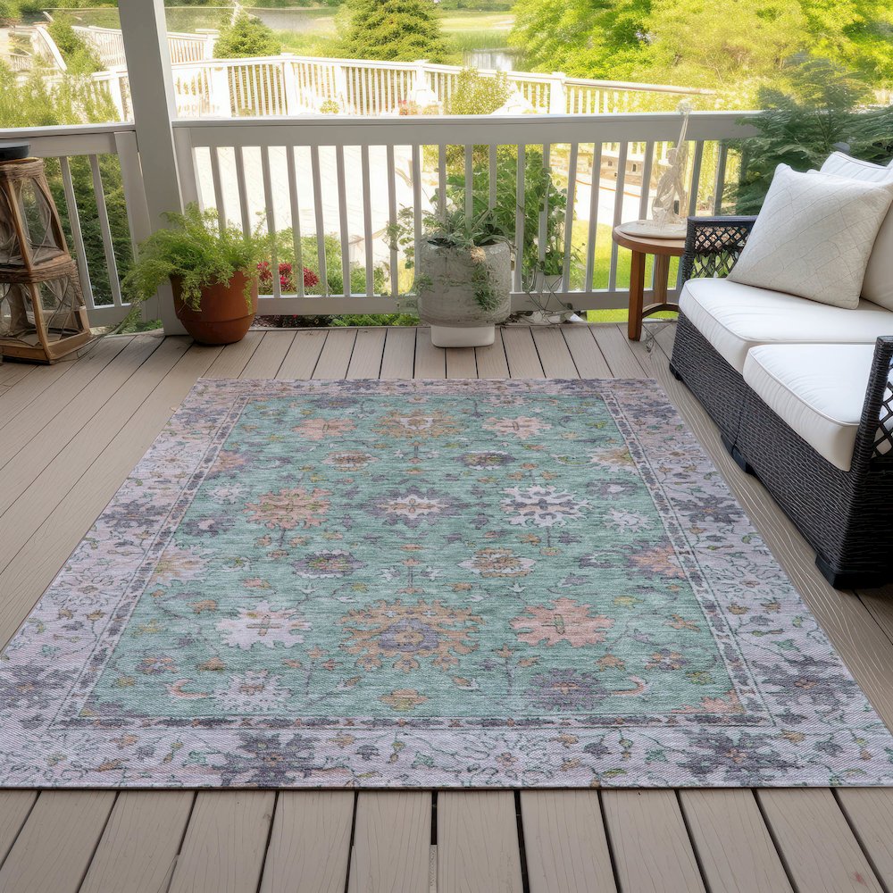 Machine Washable Indoor/Outdoor Chantille ACN2052 Mint 10' x 14' Rug. Picture 8