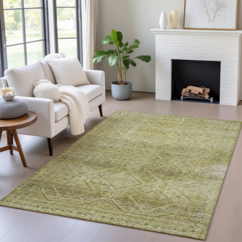 Machine Washable Indoor/Outdoor Chantille ACN2060 Aloe 10' x 14' Rug. Picture 5