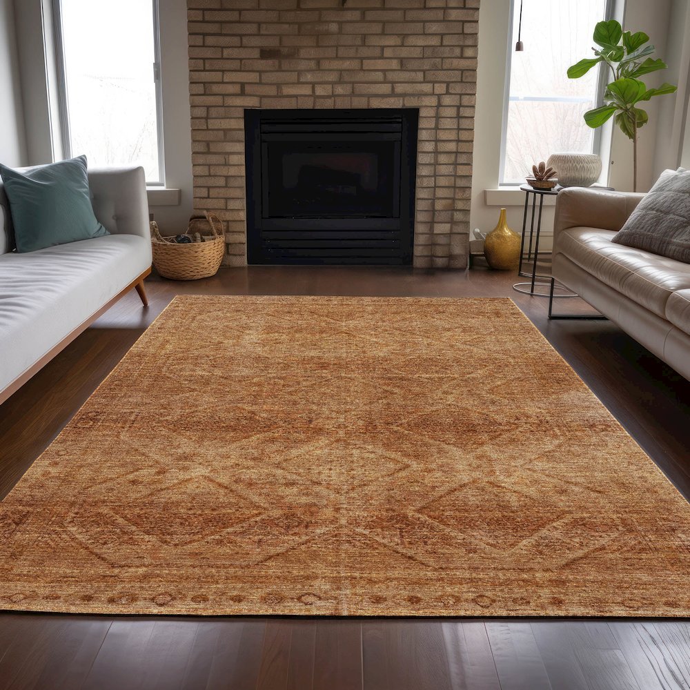 Machine Washable Indoor/Outdoor Chantille ACN2060 Copper 10' x 14' Rug. Picture 6
