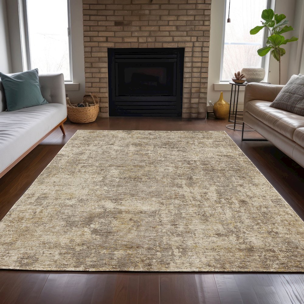 Machine Washable Indoor/Outdoor Chantille ACN2061 Taupe 10' x 14' Rug. Picture 6