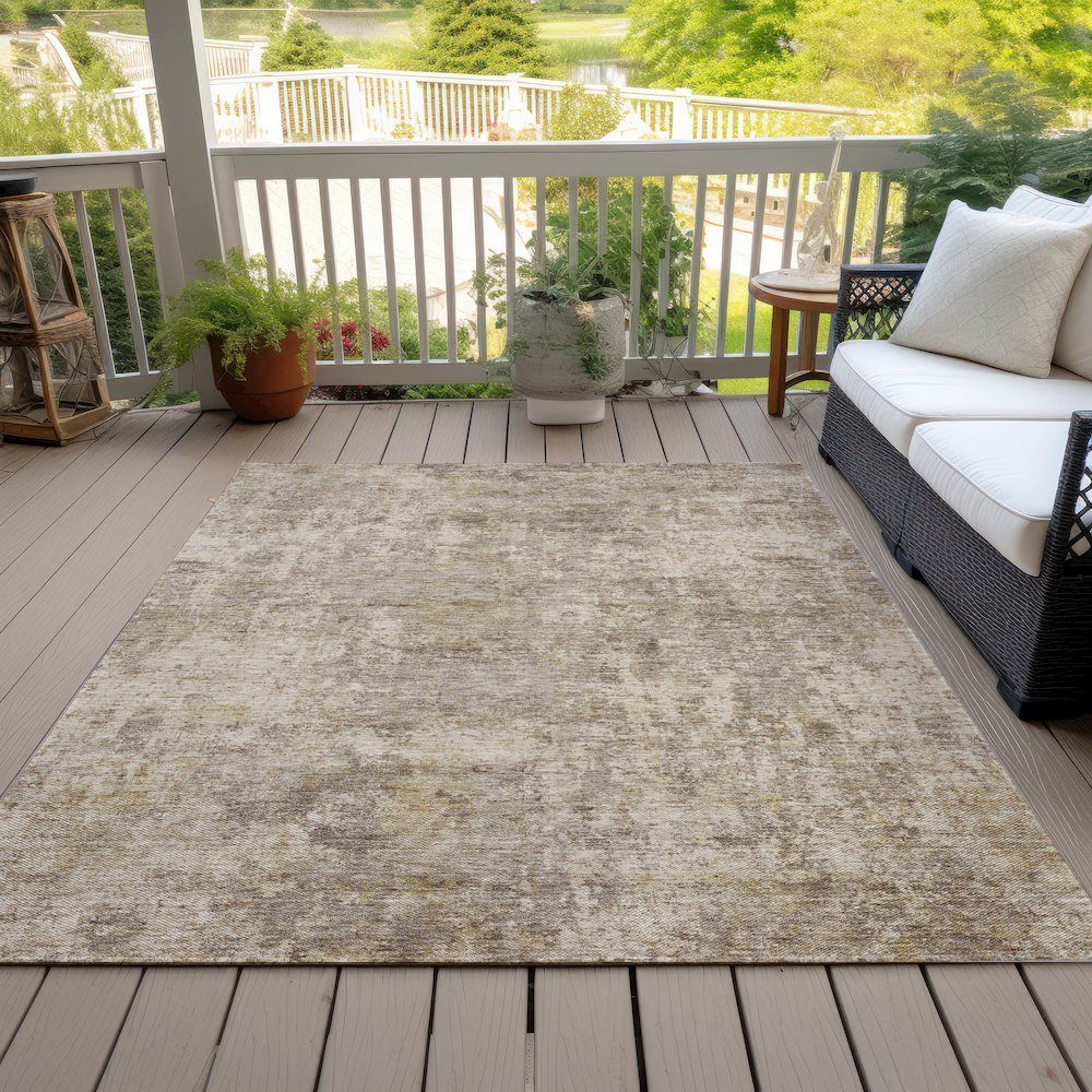 Machine Washable Indoor/Outdoor Chantille ACN2061 Taupe 10' x 14' Rug. Picture 8
