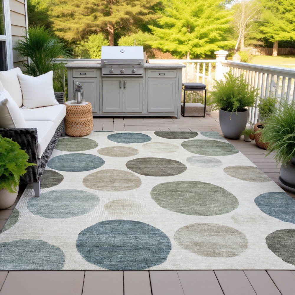 Machine Washable Indoor/Outdoor Chantille ACN2062 Ivory 10' x 14' Rug. Picture 7