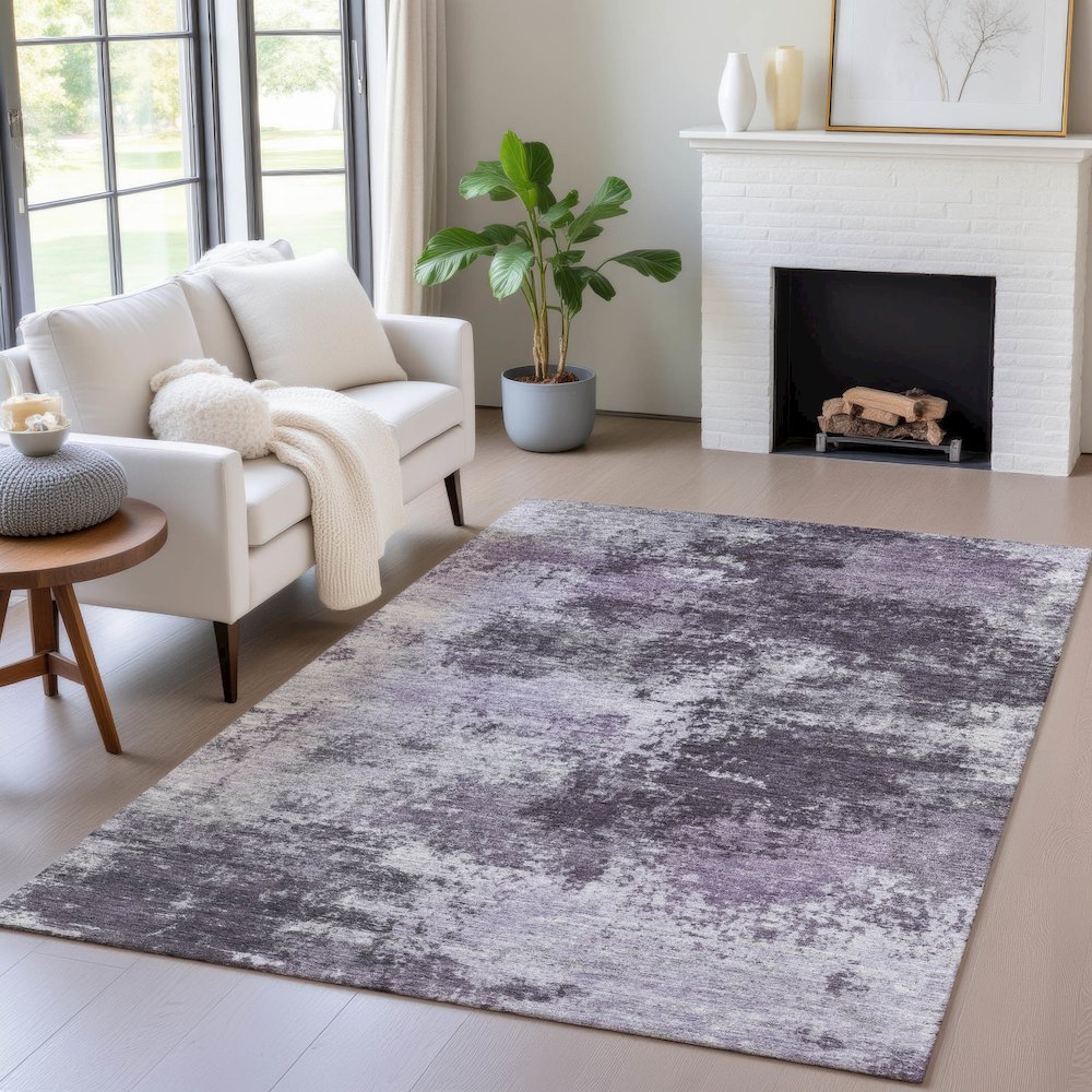 Machine Washable Indoor/Outdoor Chantille ACN2065 Purple 10' x 14' Rug. Picture 5